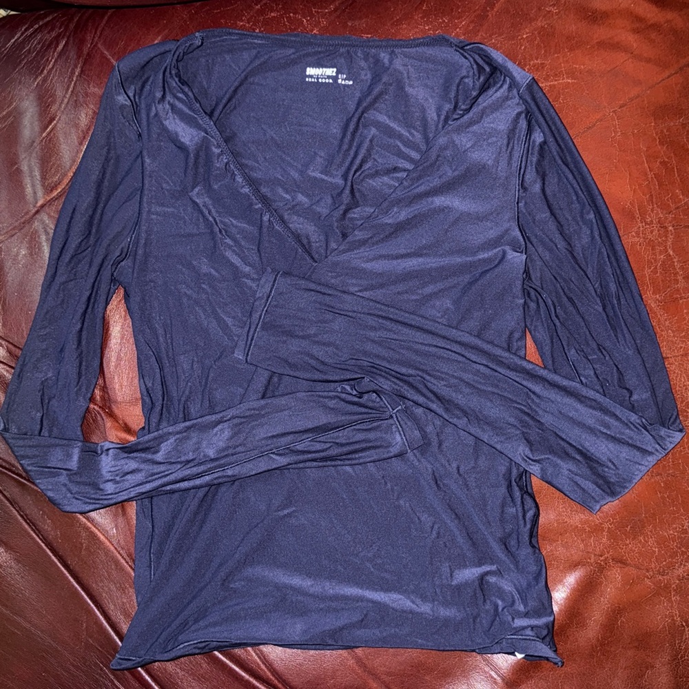 Aerie SmoothEZ Navy Blue V-neck Top